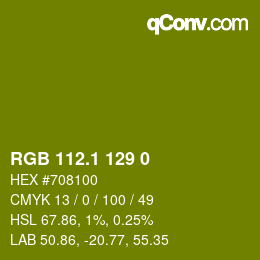 カラーコード: RGB 112.1 129 0 | qconv.com