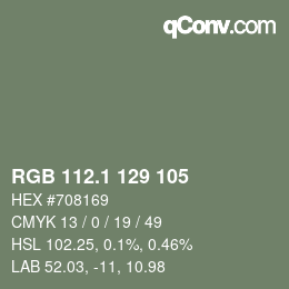 カラーコード: RGB 112.1 129 105 | qconv.com