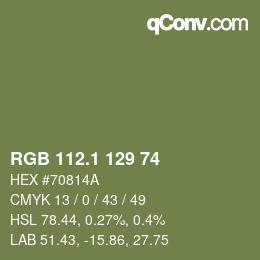 カラーコード: RGB 112.1 129 74 | qconv.com