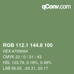 Color code: RGB 112.1 144.8 100 | qconv.com