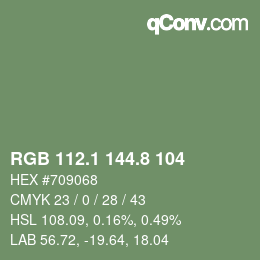 Color code: RGB 112.1 144.8 104 | qconv.com