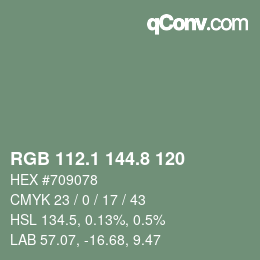 カラーコード: RGB 112.1 144.8 120 | qconv.com