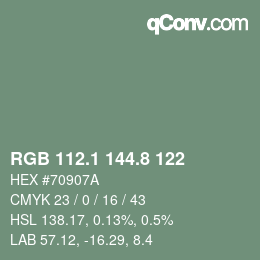 カラーコード: RGB 112.1 144.8 122 | qconv.com