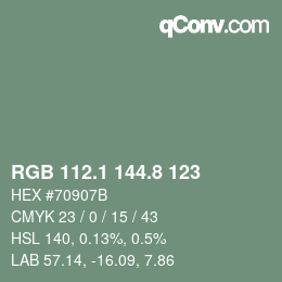 カラーコード: RGB 112.1 144.8 123 | qconv.com