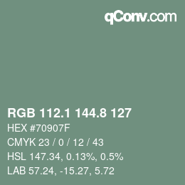 カラーコード: RGB 112.1 144.8 127 | qconv.com