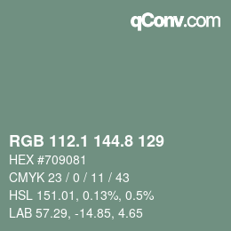 カラーコード: RGB 112.1 144.8 129 | qconv.com