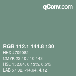 カラーコード: RGB 112.1 144.8 130 | qconv.com