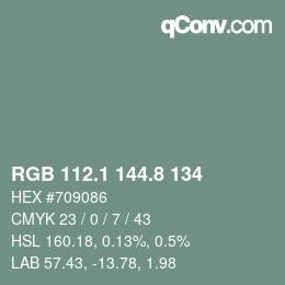カラーコード: RGB 112.1 144.8 134 | qconv.com
