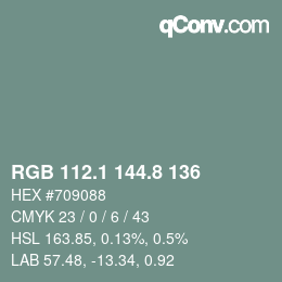 Color code: RGB 112.1 144.8 136 | qconv.com