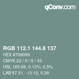 カラーコード: RGB 112.1 144.8 137 | qconv.com