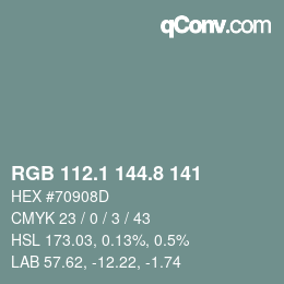 Color code: RGB 112.1 144.8 141 | qconv.com