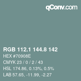 カラーコード: RGB 112.1 144.8 142 | qconv.com