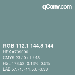 Farbcode: RGB 112.1 144.8 144 | qconv.com