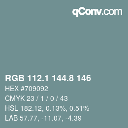 Color code: RGB 112.1 144.8 146 | qconv.com