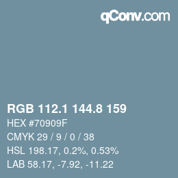 Color code: RGB 112.1 144.8 159 | qconv.com
