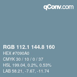 カラーコード: RGB 112.1 144.8 160 | qconv.com