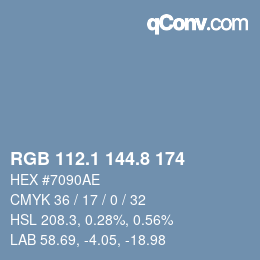Farbcode: RGB 112.1 144.8 174 | qconv.com