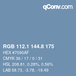 Color code: RGB 112.1 144.8 175 | qconv.com