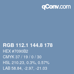 Color code: RGB 112.1 144.8 178 | qconv.com