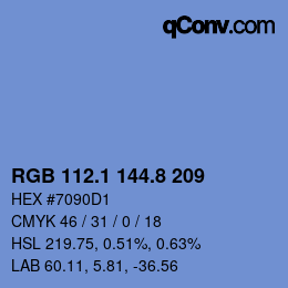 カラーコード: RGB 112.1 144.8 209 | qconv.com