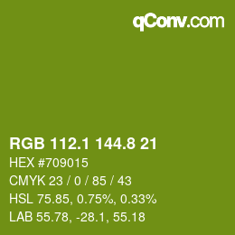 カラーコード: RGB 112.1 144.8 21 | qconv.com