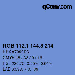 カラーコード: RGB 112.1 144.8 214 | qconv.com