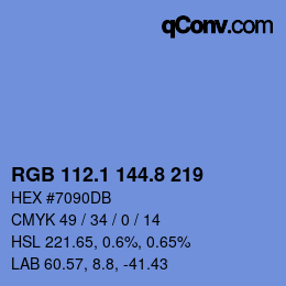 カラーコード: RGB 112.1 144.8 219 | qconv.com
