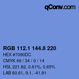 カラーコード: RGB 112.1 144.8 220 | qconv.com