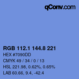 Color code: RGB 112.1 144.8 221 | qconv.com