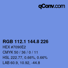 カラーコード: RGB 112.1 144.8 226 | qconv.com