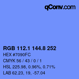 カラーコード: RGB 112.1 144.8 252 | qconv.com