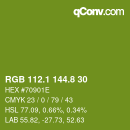 カラーコード: RGB 112.1 144.8 30 | qconv.com