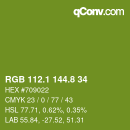 カラーコード: RGB 112.1 144.8 34 | qconv.com