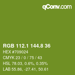 カラーコード: RGB 112.1 144.8 36 | qconv.com