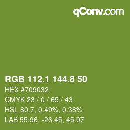 カラーコード: RGB 112.1 144.8 50 | qconv.com