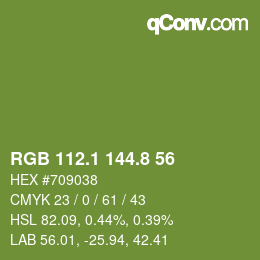 カラーコード: RGB 112.1 144.8 56 | qconv.com