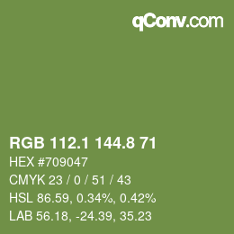Color code: RGB 112.1 144.8 71 | qconv.com