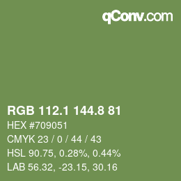 カラーコード: RGB 112.1 144.8 81 | qconv.com