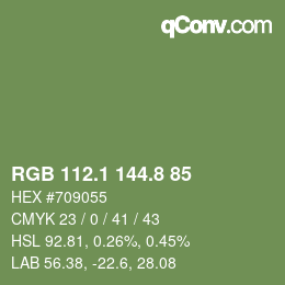 Color code: RGB 112.1 144.8 85 | qconv.com