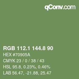 Color code: RGB 112.1 144.8 90 | qconv.com