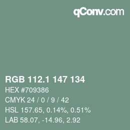 カラーコード: RGB 112.1 147 134 | qconv.com