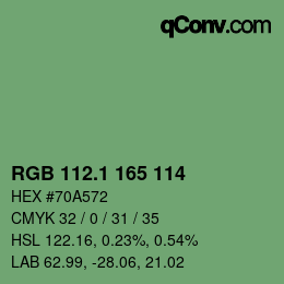 カラーコード: RGB 112.1 165 114 | qconv.com