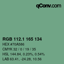 カラーコード: RGB 112.1 165 134 | qconv.com