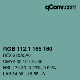Color code: RGB 112.1 165 160 | qconv.com