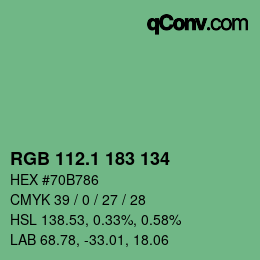 カラーコード: RGB 112.1 183 134 | qconv.com