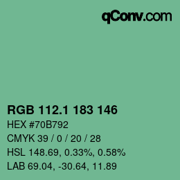 カラーコード: RGB 112.1 183 146 | qconv.com