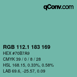 カラーコード: RGB 112.1 183 169 | qconv.com