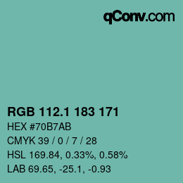カラーコード: RGB 112.1 183 171 | qconv.com
