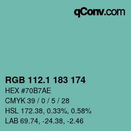 Color code: RGB 112.1 183 174 | qconv.com