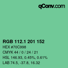 カラーコード: RGB 112.1 201 152 | qconv.com